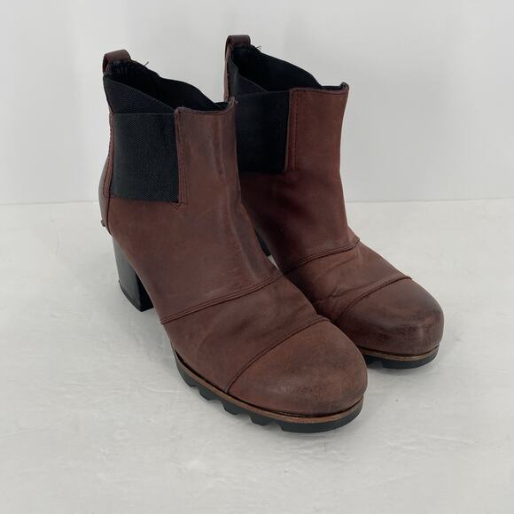 Sorel Addington Chelsea Red Nubuck Waterproof Leather Ankle Boots Women's 10.5 - Picture 2 of 10